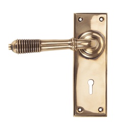 [91913] Polished Bronze Reeded Lever Lock Set - 91913