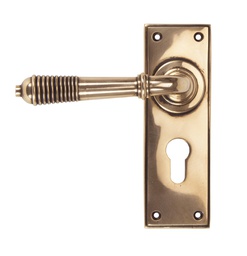 [91916] Polished Bronze Reeded Lever Euro Lock Set - 91916