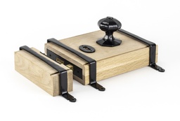 [33005] Black Oak Box Lock &amp; Octagonal Knob Set - 33005
