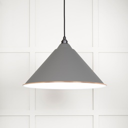 [49510BL] White Gloss Hockley Pendant in Bluff - 49510BL