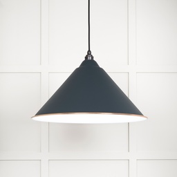 [49510SO] White Gloss Hockley Pendant in Soot - 49510SO