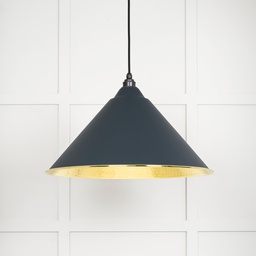 [49523SO] Hammered Brass Hockley Pendant in Soot - 49523SO