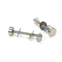 [50818] Satin SS (304) 100mm Bolt Fixings for T Bar (2) - Offset - 50818