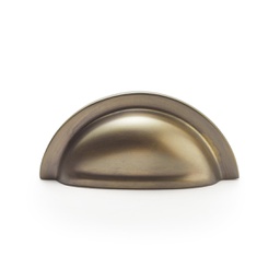 [AW903AB] Alexander & Wilks Bardom Ridged Cabinet Cup Pull - Antique Brass