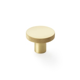 [AW802-38-SB] Alexander & Wilks Hanover Knurled Circular Cupboard Knob - Satin Brass - 38mm