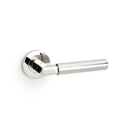 [AW201PNPVD] Alexander & Wilks Hurricane Plain Lever On Round Rose - Polished Nickel PVD