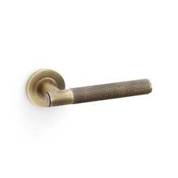 [AW220AB] Alexander & Wilks Spitfire Knurled Lever On Round Rose - Antique Brass