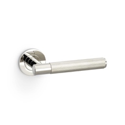 [AW220PNPVD] Alexander & Wilks Spitfire Knurled Lever On Round Rose - Polished Nickel PVD