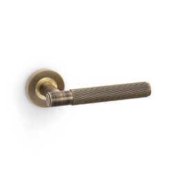 [AW222AB] Alexander & Wilks Spitfire Reeded Lever On Round Rose - Antique Brass