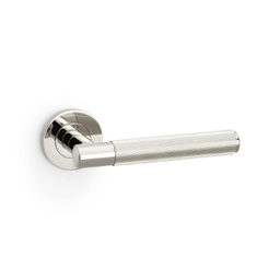 [AW222PNPVD] Alexander & Wilks Spitfire Reeded Lever On Round Rose - Polished Nickel PVD