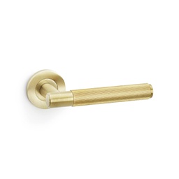 [AW222SBPVD] Alexander & Wilks Spitfire Reeded Lever On Round Rose - Satin Brass PVD