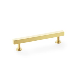 [AW815-128-SB] Alexander & Wilks Square T-bar Cabinet Pull Handle - Satin Brass - Centres 128mm