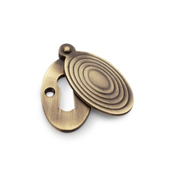 [AW385-AB] Alexander & Wilks Standard Key Profile Ellipse Escutcheon With Christoph Design Cover - Antique Brass
