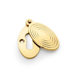 [AW385-UB] Alexander & Wilks Standard Key Profile Ellipse Escutcheon With Christoph Design Cover - Unlacquered Brass