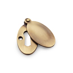 [AW384-AB] Alexander & Wilks Standard Key Profile Ellipse Escutcheon With Harris Design Cover - Antique Brass