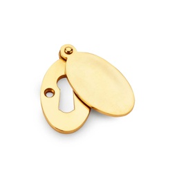 [AW384-UB] Alexander & Wilks Standard Key Profile Ellipse Escutcheon With Harris Design Cover - Unlacquered Brass