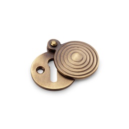 [AW382-AB] Alexander & Wilks Standard Key Profile Round Escutcheon With Christoph Design Cover - Antique Brass