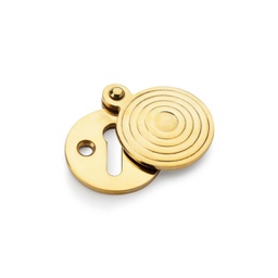 [AW382-UB] Alexander & Wilks Standard Key Profile Round Escutcheon With Christoph Design Cover - Unlacquered Brass