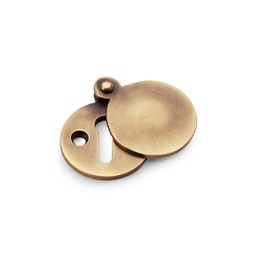 [AW381-AB] Alexander & Wilks Standard Key Profile Round Escutcheon With Harris Design Cover - Antique Brass