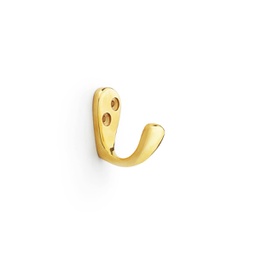 [AW774PBU] Alexander & Wilks Victorian Single Robe Hook - Polished Brass Unlacquered