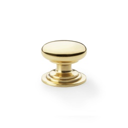 [AW825-38-PBL] Alexander & Wilks Waltz Round Cupboard Knob On Stepped Rose - Polished Brass - 38mm