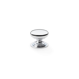[AW825-25-PC] Alexander &amp; Wilks - 25mm Round Cupboard Knob Integral Stepped Rose Polished Chrome