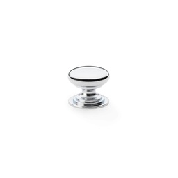 [AW825-25-PC] Alexander & Wilks Waltz Round Cupboard Knob On Stepped Rose - Polished Chrome - 25mm
