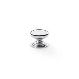 [AW825-25-PN] Alexander & Wilks Waltz Round Cupboard Knob On Stepped Rose - Polished Nickel - 25mm