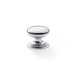 [AW825-32-PN] Alexander & Wilks Waltz Round Cupboard Knob On Stepped Rose - Polished Nickel - 32mm