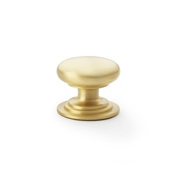 [AW825-38-SB] Alexander & Wilks Waltz Round Cupboard Knob On Stepped Rose - Satin Brass - 38mm