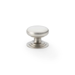 [AW825-32-SN] Alexander & Wilks Waltz Round Cupboard Knob On Stepped Rose - Satin Nickel - 32mm