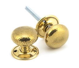 [46031] Aged Brass Hammered Mushroom Mortice/Rim Knob Set - 46031