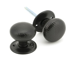[46034] Aged Bronze Hammered Mushroom Mortice/Rim Knob Set - 46034