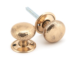 [46035] Polished Bronze Hammered Mushroom Mortice/Rim Knob Set - 46035
