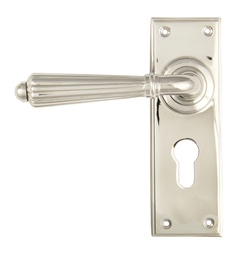 [45325] Polished Nickel Hinton Lever Euro Lock Set - 45325