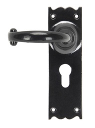 [91966] Black Cottage Lever Euro Lock Set - 91966