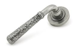 [45655] Pewter Hammered Newbury Lever on Rose Set (Plain) - 45655