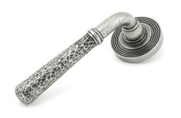 [45657] Pewter Hammered Newbury Lever on Rose Set (Beehive) - 45657