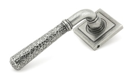[45658] Pewter Hammered Newbury Lever on Rose Set (Square) - 45658