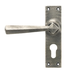 [45760] Antique Pewter Straight Lever Euro Lock Set - 45760