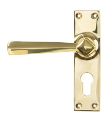 [45761] Polished Brass Straight Lever Euro Lock Set - 45761