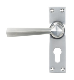 [45763] Satin Chrome Straight Lever Euro Lock Set - 45763