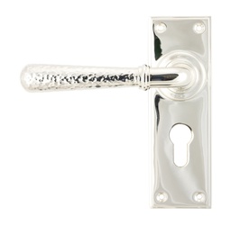 [46220] Polished Nickel Hammered Newbury Lever Euro Lock Set - 46220