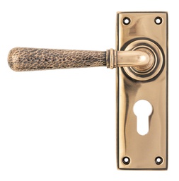 [46228] Polished Bronze Hammered Newbury Lever Euro Lock Set - 46228