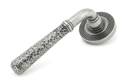 [49991] Pewter Hammered Newbury Lever on Rose Set (Beehive) - Unsprung - 49991