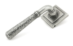 [49992] Pewter Hammered Newbury Lever on Rose Set (Square) - Unsprung - 49992